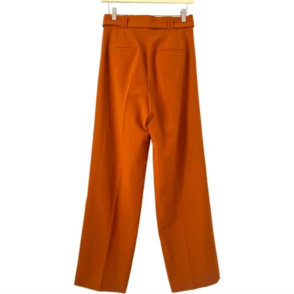 Zara Orange Wide Leg Pants with High Waist and Stylish d-ring Belt - Picture 7 of 11